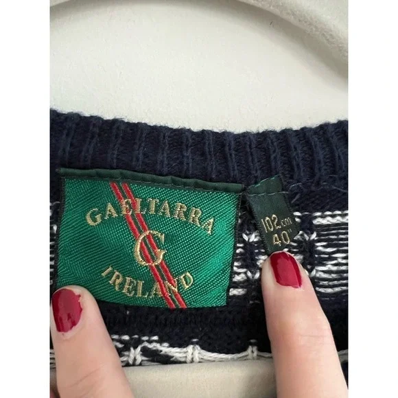 VTG Gaeltarra Ireland Pull Over Sweater Navy and Cotton EU 102cm 40(M-L) Mens